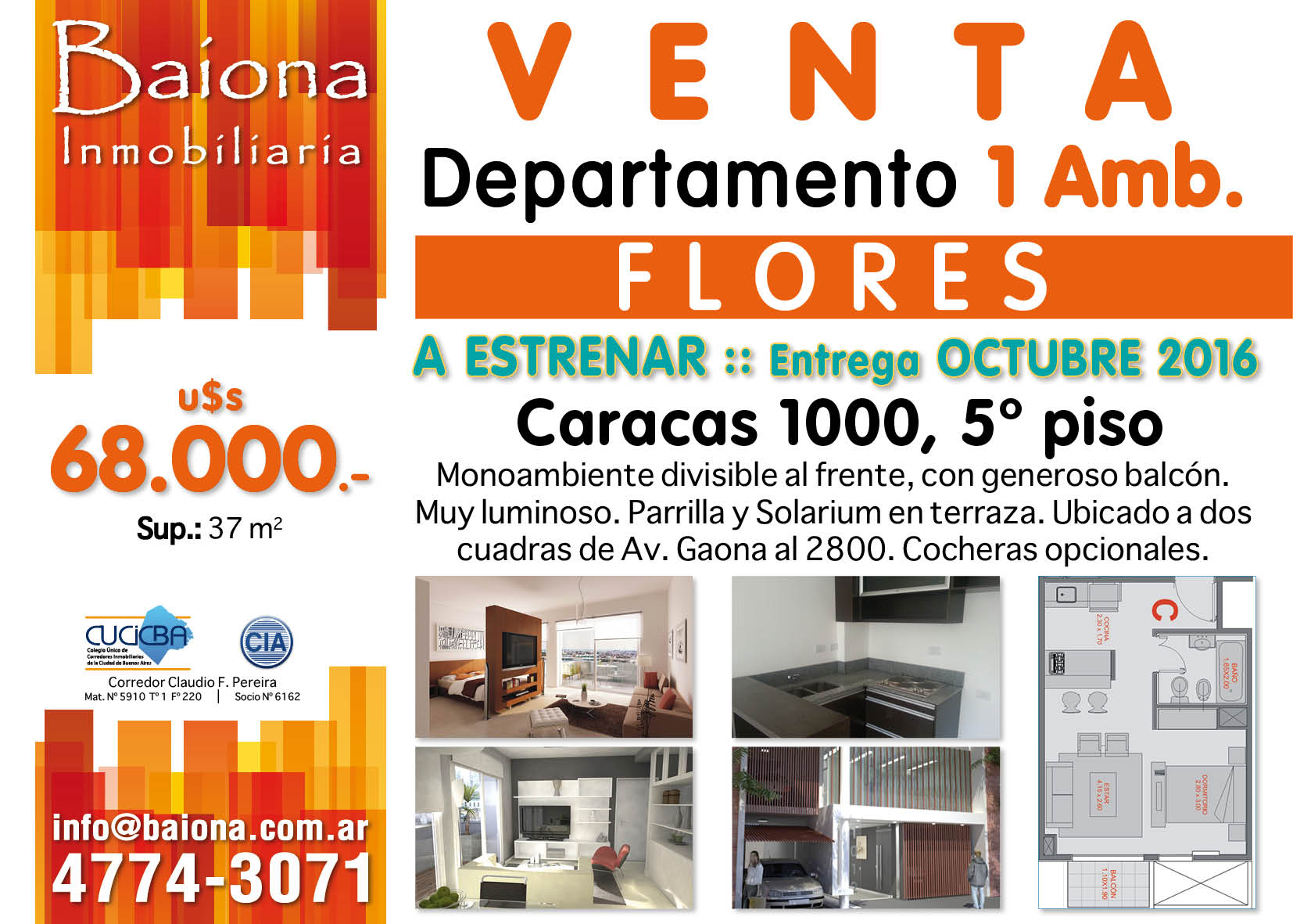 VENTA : : 1 AMB. : : CARACAS 1000 : : FLORES : : U$S 68.000 — foto 9