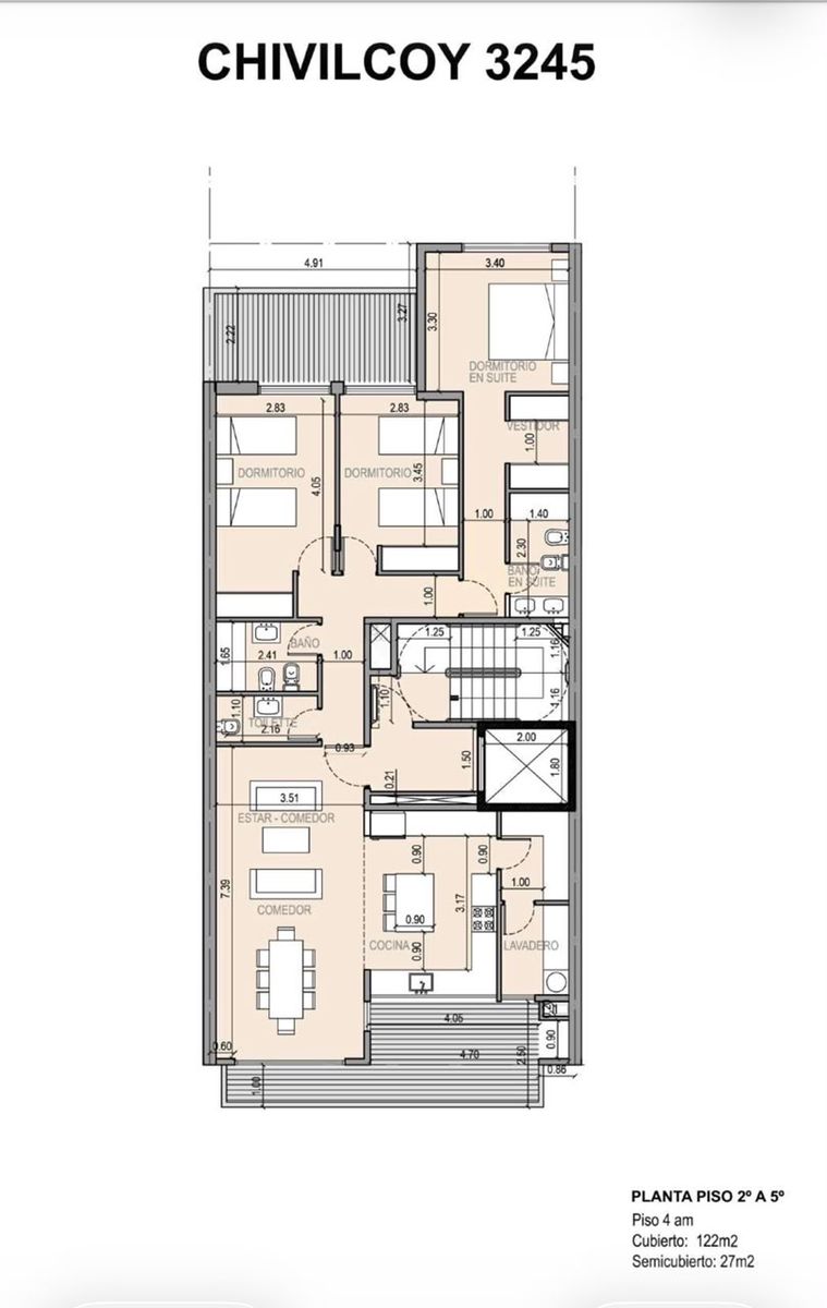 4 AMBIENTES, PISOS DE 149 Y 166 M2 TOTALES - 5