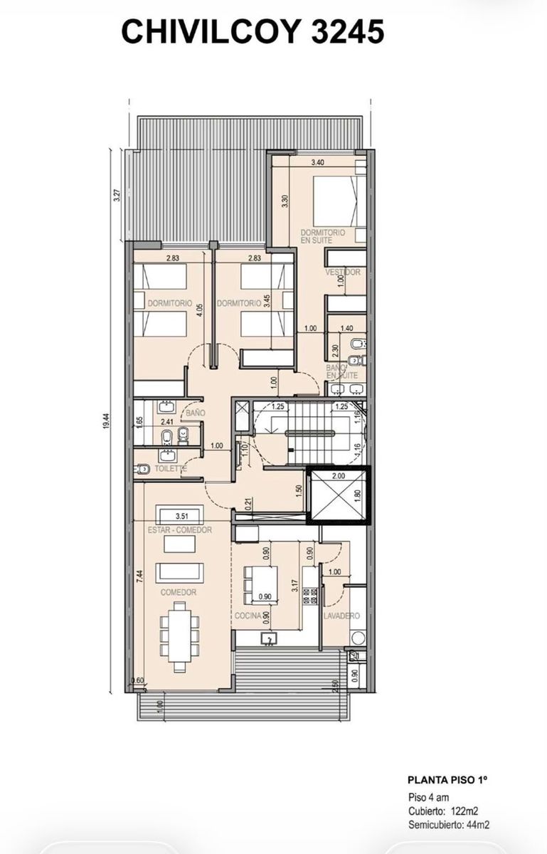 4 AMBIENTES, PISOS DE 149 Y 166 M2 TOTALES - 7
