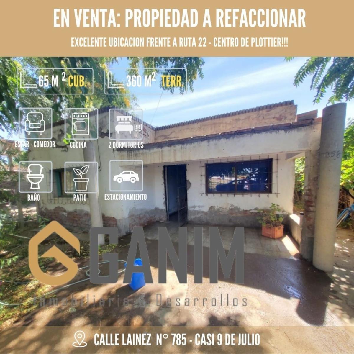 PROPIEDAD A RECICLAR EN EXCELENTE UBICACION - CENTRO PLOTTIER FRENTE A YPF EL TRIANGULO.