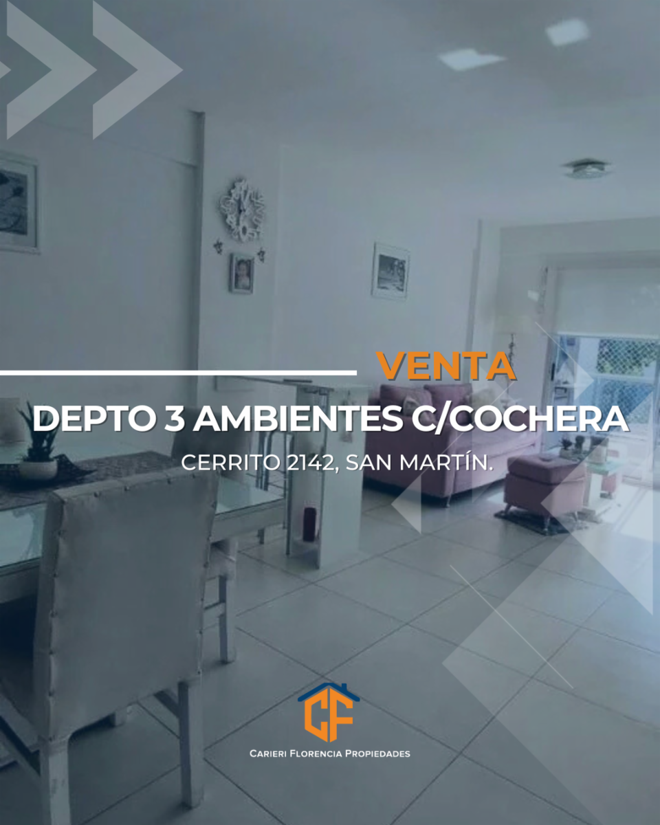 VENTA DE DEPARTAMENTO 3 AMBIENTES CON COCHERA EN UN ESTADO EXCELENTE, EN EL CENTRO DE SAN MARTÍN