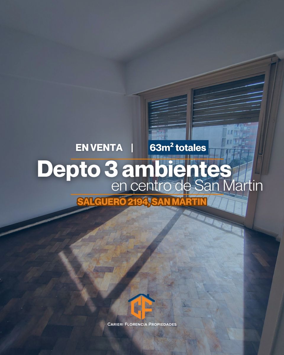 DEPARTAMENTO 3 AMBIENTES EN VENTA CON EXCELENTE LUMINOSIDAD EN CENTRO DE SAN MARTIN - 1