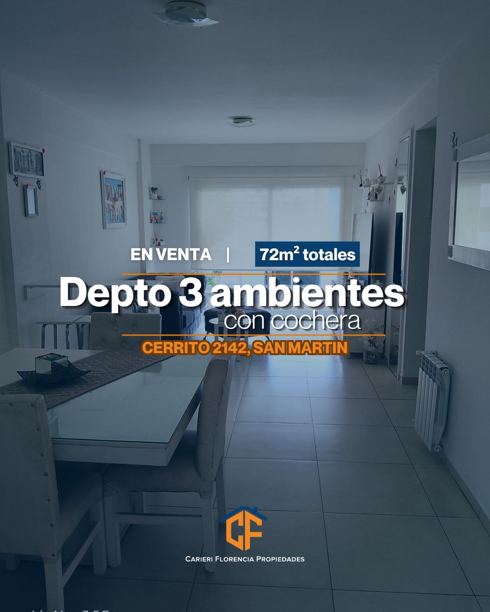 VENTA DE DEPARTAMENTO 3 AMBIENTES CON COCHERA EN EL CENTRO DE SAN MARTÍN - 1