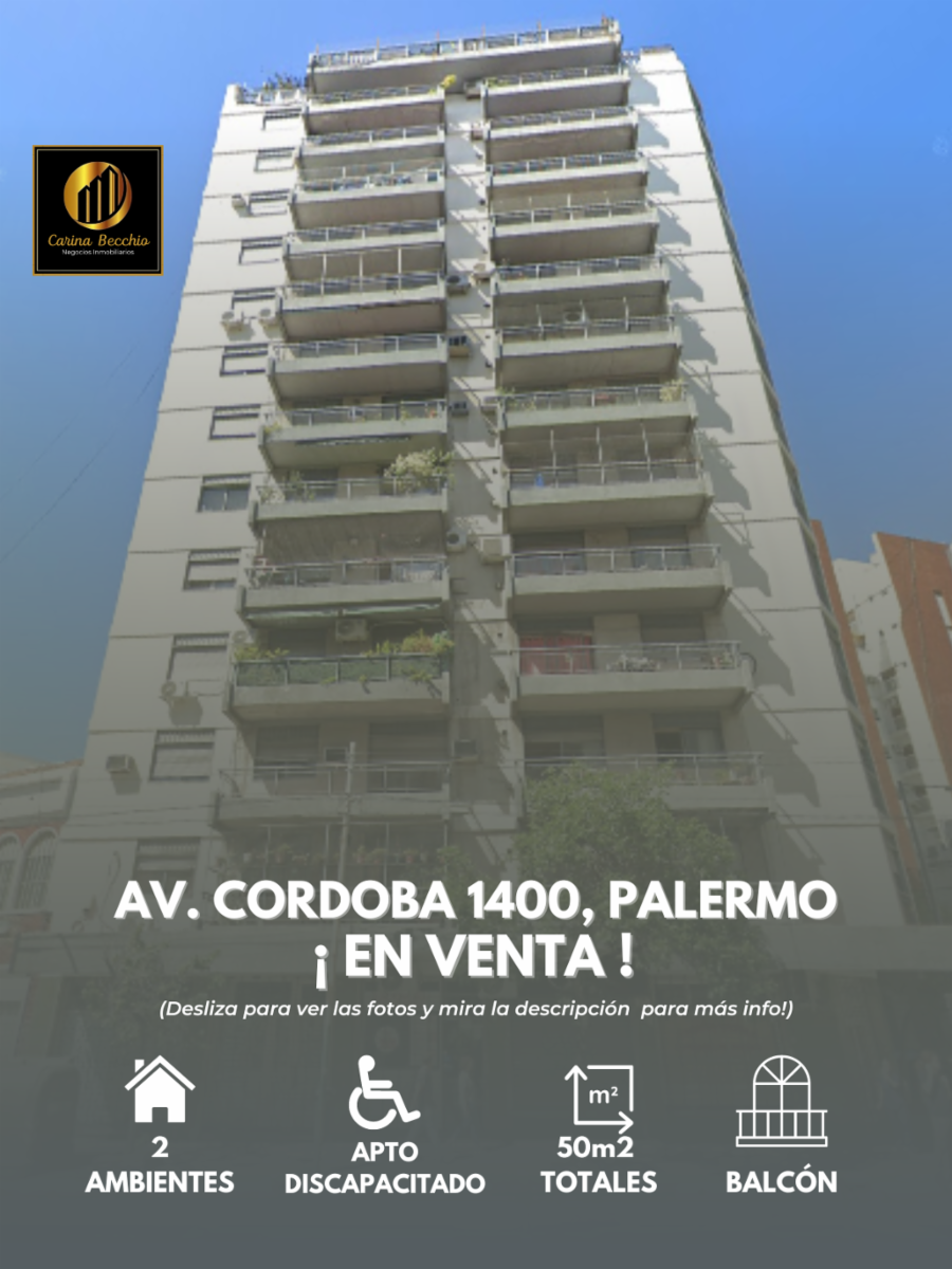 DEPARTAMENTO 2 AMBIENTES 5OM EN VENTA, PALERMO