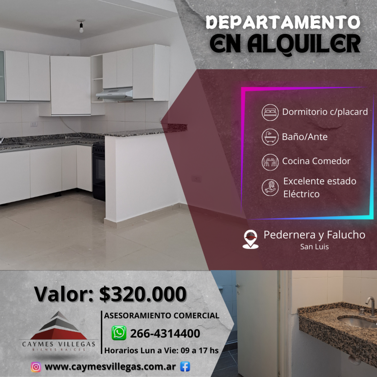 Departamento céntrico en alquiler - Pedernera a metros de Falucho. - 1