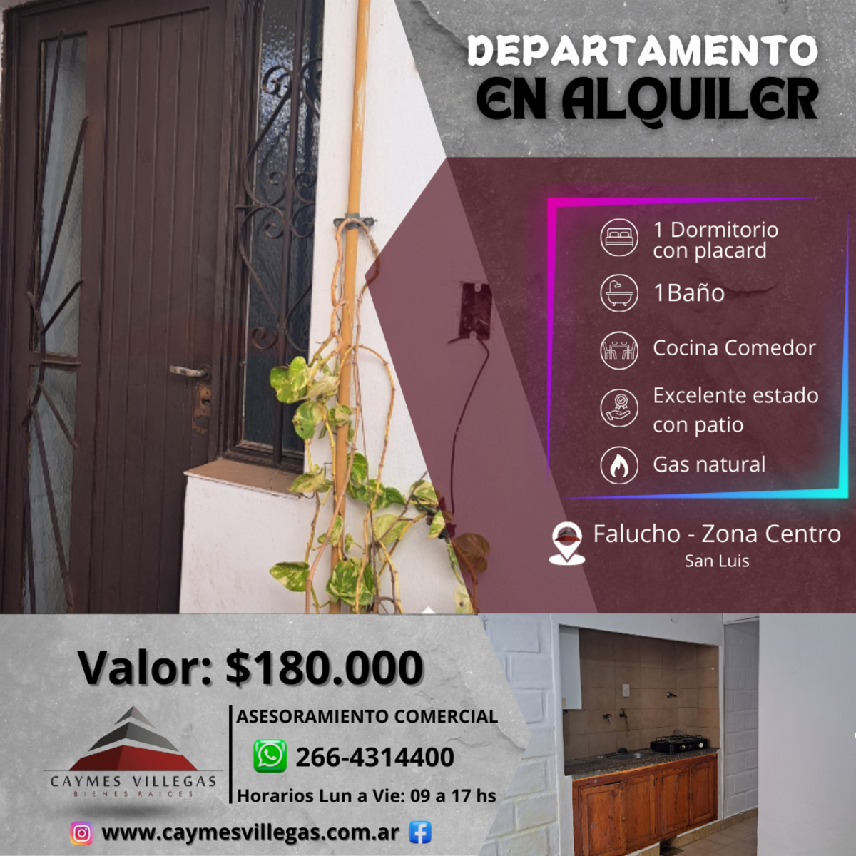 Departamento de 1 dormitorio en alquiler - Zona CENTRO - 1