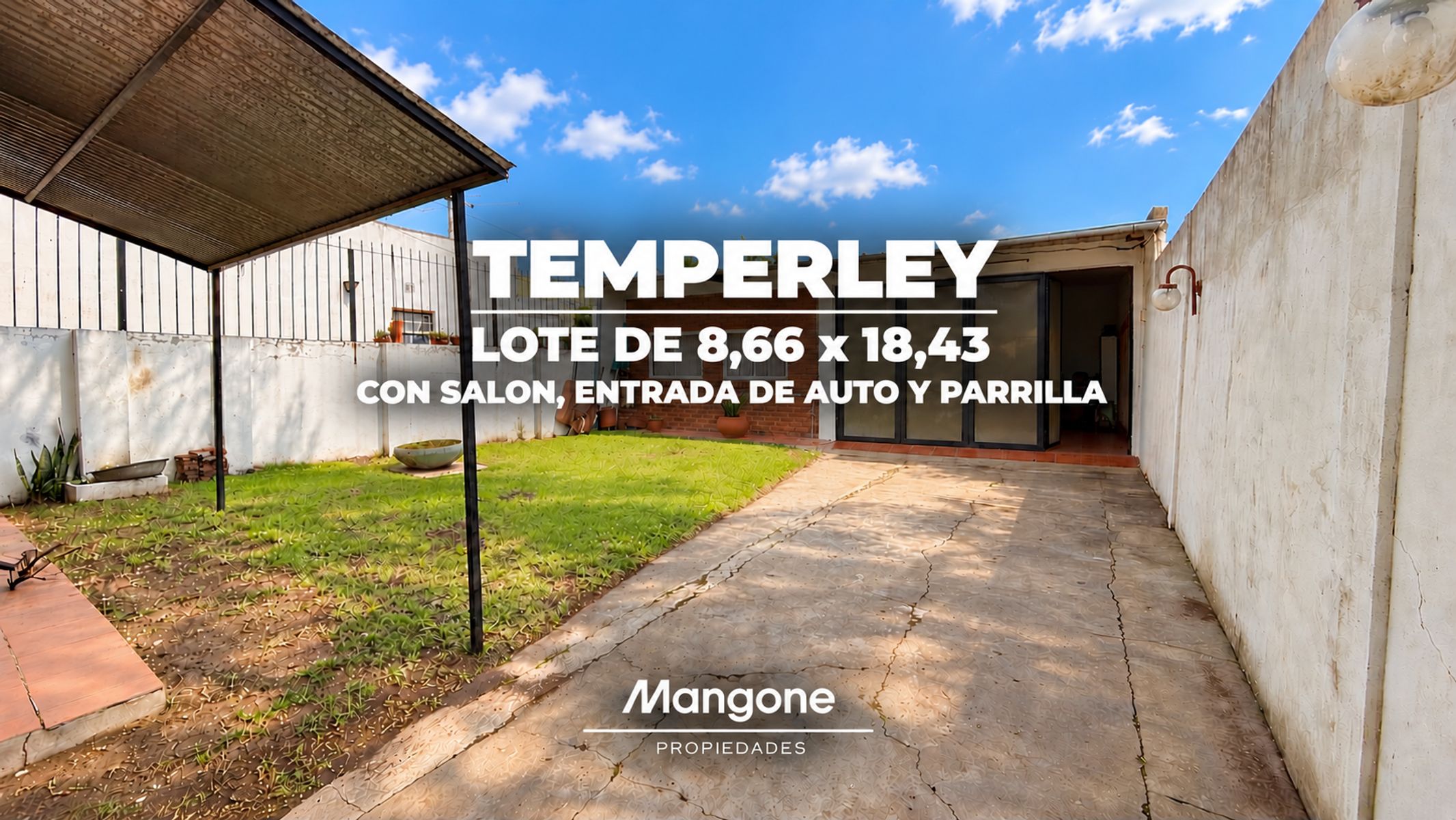 LOTE DE 8,66x18,43 CON SALON Y ENTRADA DE AUTO - 1