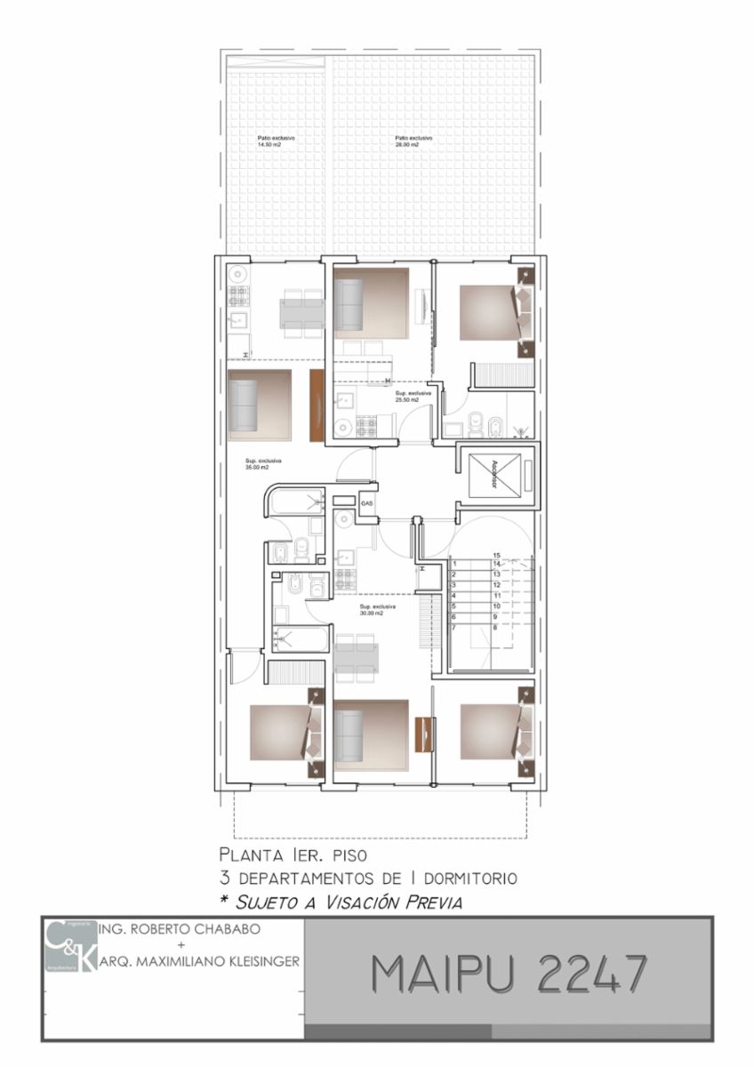 Rosario: Maipu 2247 - Dto C Departamento de 1 dormitorio al contrafrente de 26 m2 Pisos disponibles: varios, Santa Fe, Argentina