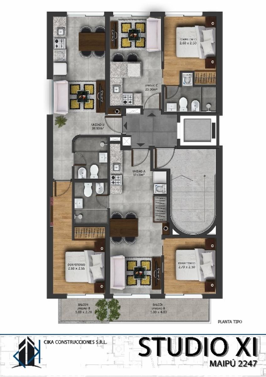 Rosario: Maipu 2247 - Dto C Departamento de 1 dormitorio al contrafrente de 26 m2 Pisos disponibles: varios, Santa Fe, Argentina — foto 6