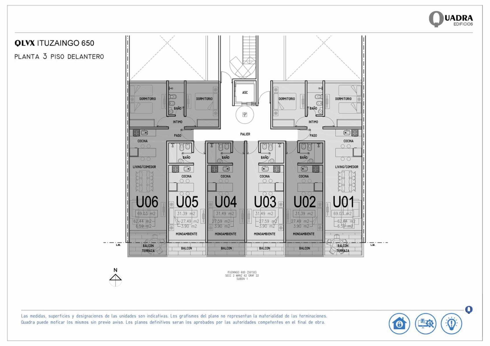Rosario: Ituzaingo 650 Piso 7 al frente Departamentos 3 dormitorios desde 101,74 m2 hasta 136,06 m2 con balcon, Santa Fe, Argentina