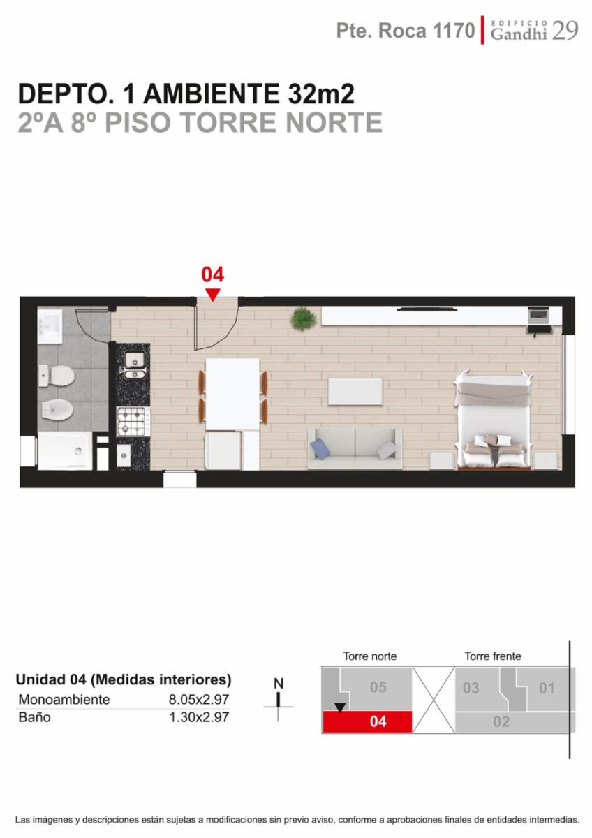 Rosario: Pte. Roca 1170 - Terrazas exclusivas en piso 9 de 27m2,SantaFe, Argentina — foto 15