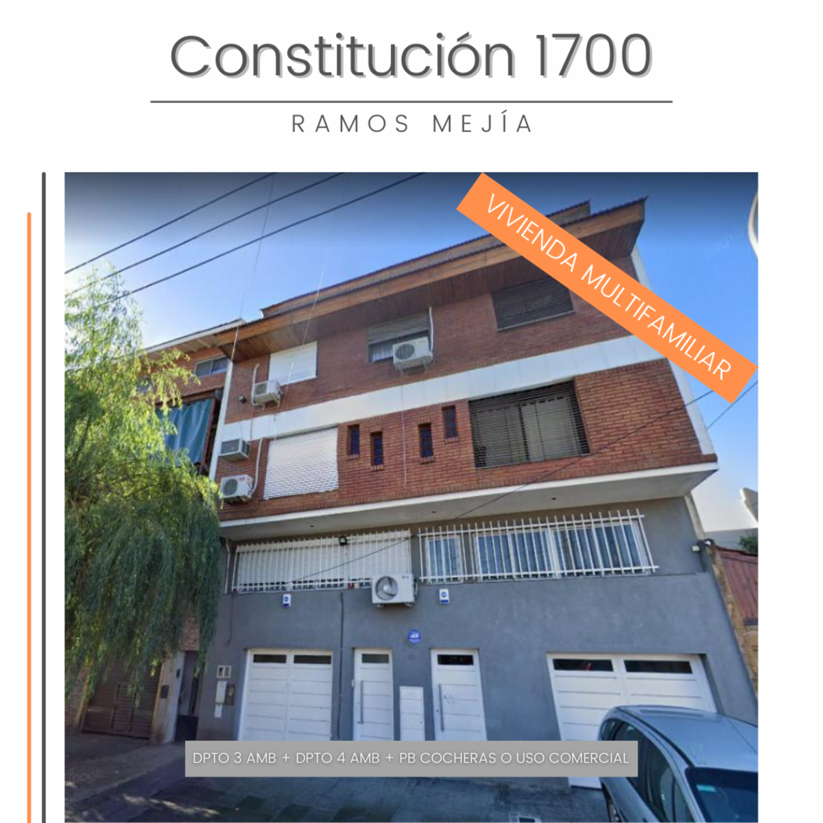 Vivienda multifamiliar, dpto tres ambientes, dpto cuatro ambientes, cocheras apto varios destinos