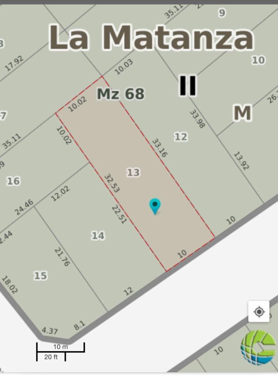 Lote en venta con casa a demoler de 10x32,53.