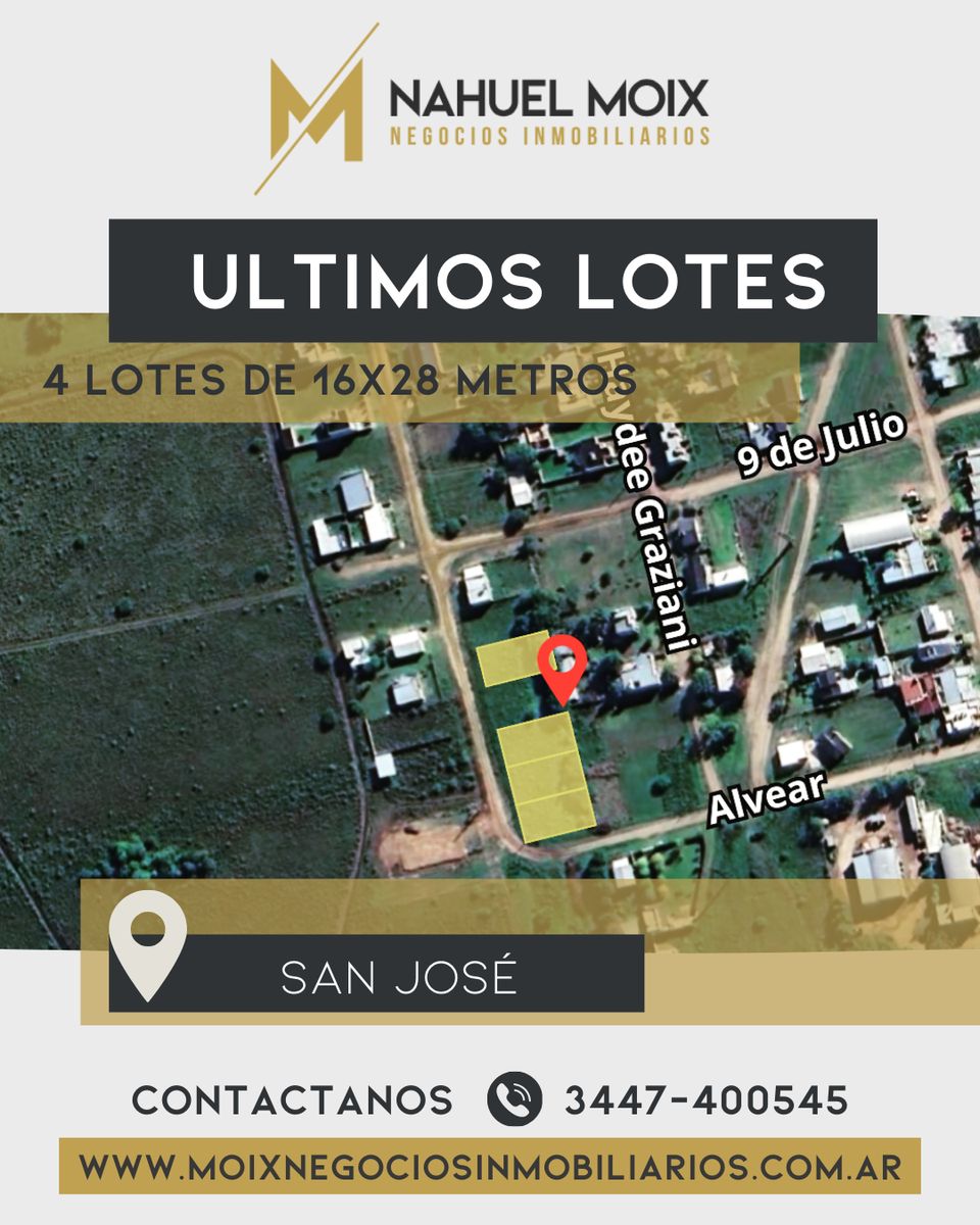 4 Lotes de 16x28m en San José