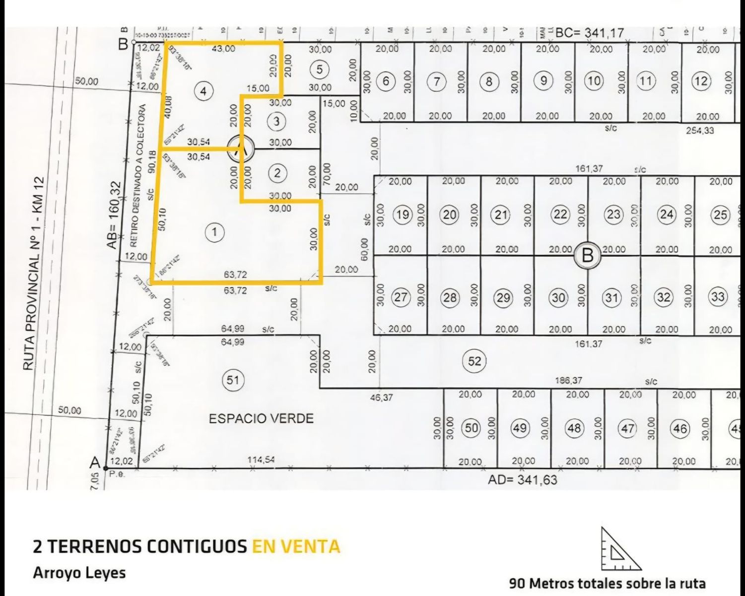 TERRENO DE BUENAS DIMENSIONES SOBRE RUTA 1 - 4