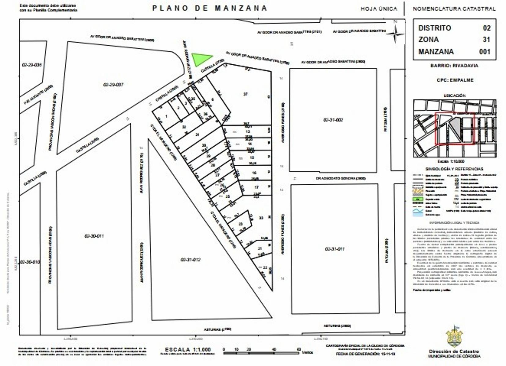 Retasado Venta Lote 31/02 240m2 a mtrs de Av. Sabattini z/Edificio Movistar en Barrio Rivadavia U$S30.000.
