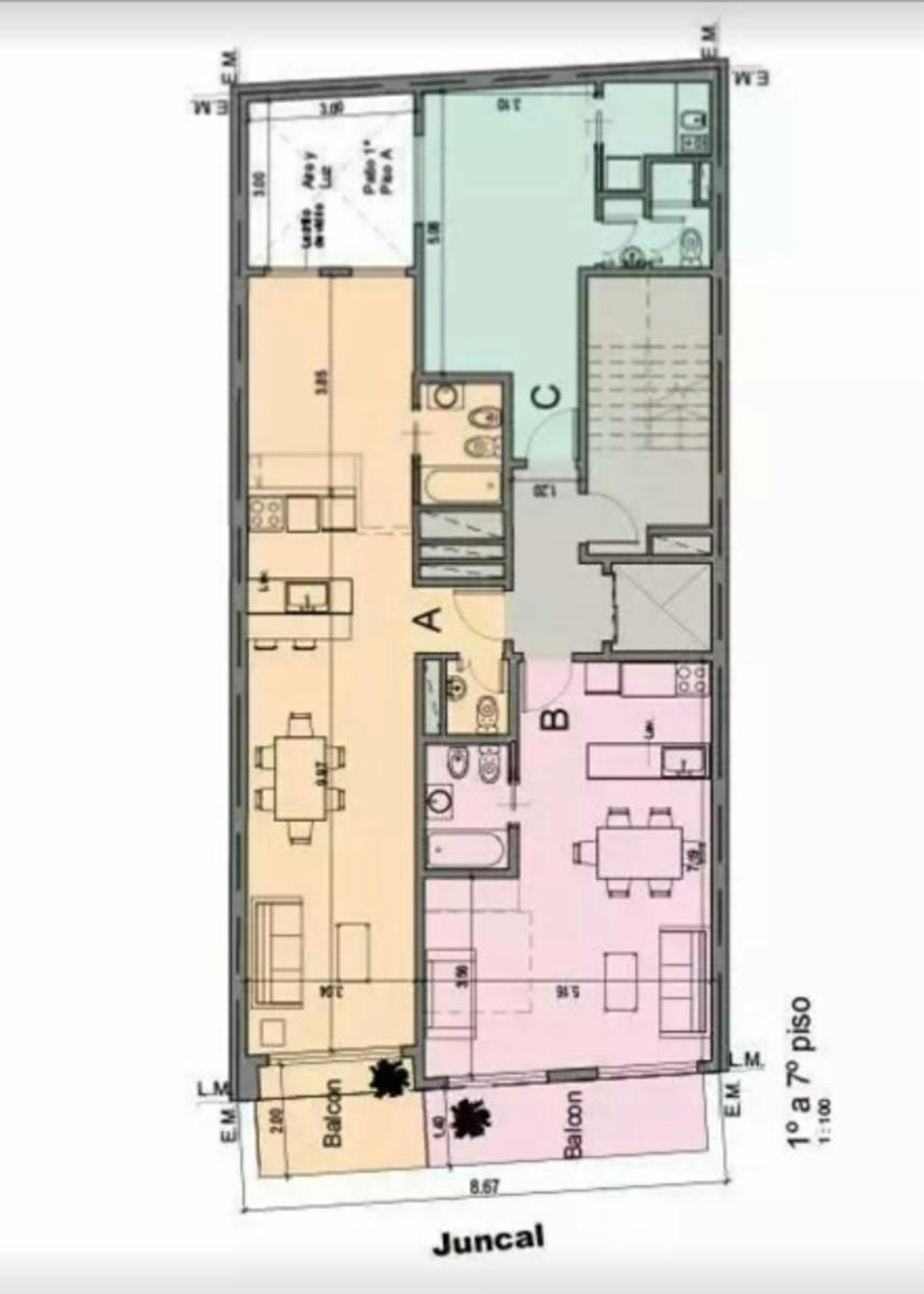 Recoleta Venta en Pozo Departamento 2 ambientes con balcon terraza, Juncal al 2900 1°A — foto 2