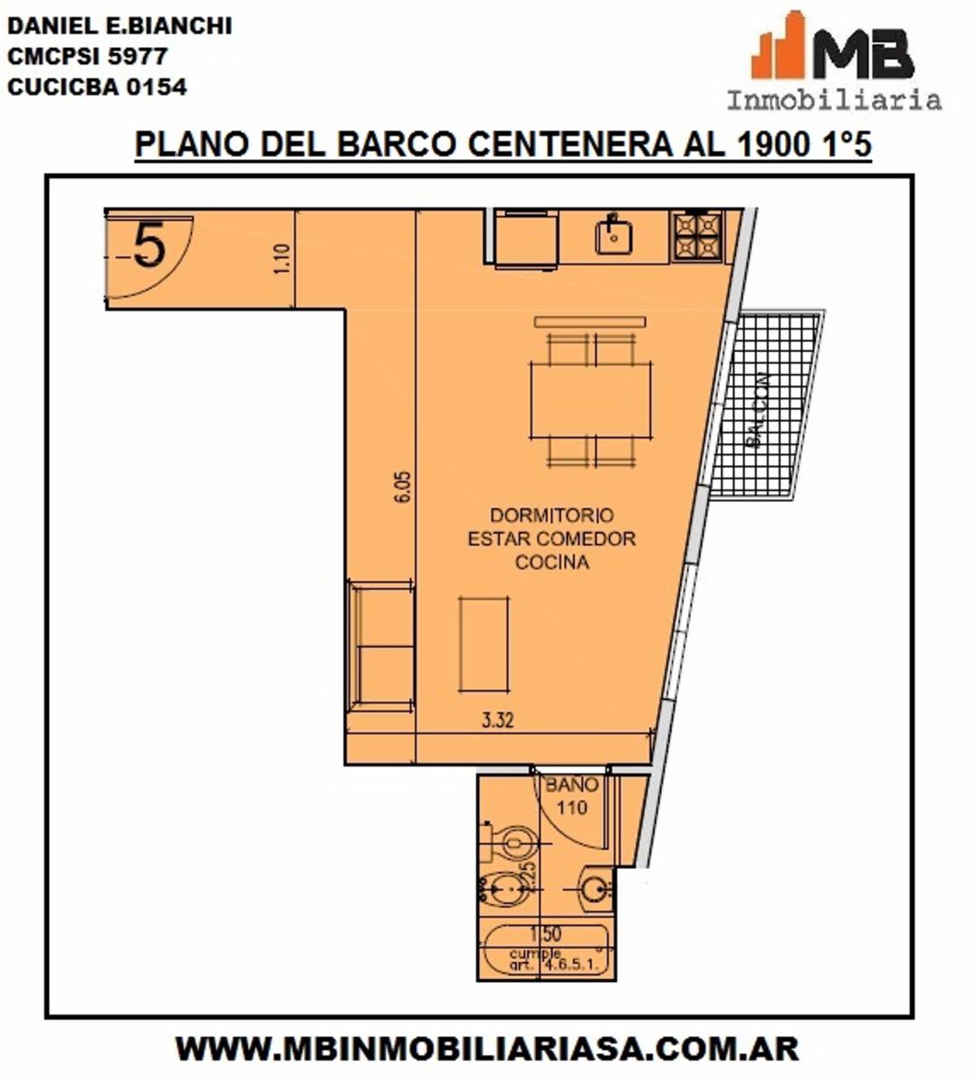 PARQUE CHACABUCO MONOAMBIENTE EN CONSTRUCCIÓN DEL BARCO CENTENERA AL 1900 1°5
