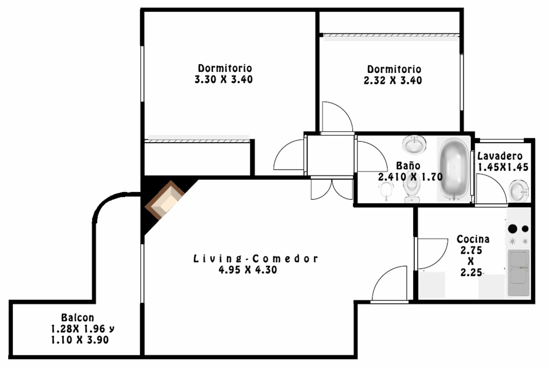 Depto 1º por escalera de 3 ambientes con balcon y cocina con lavadero separado — foto 11