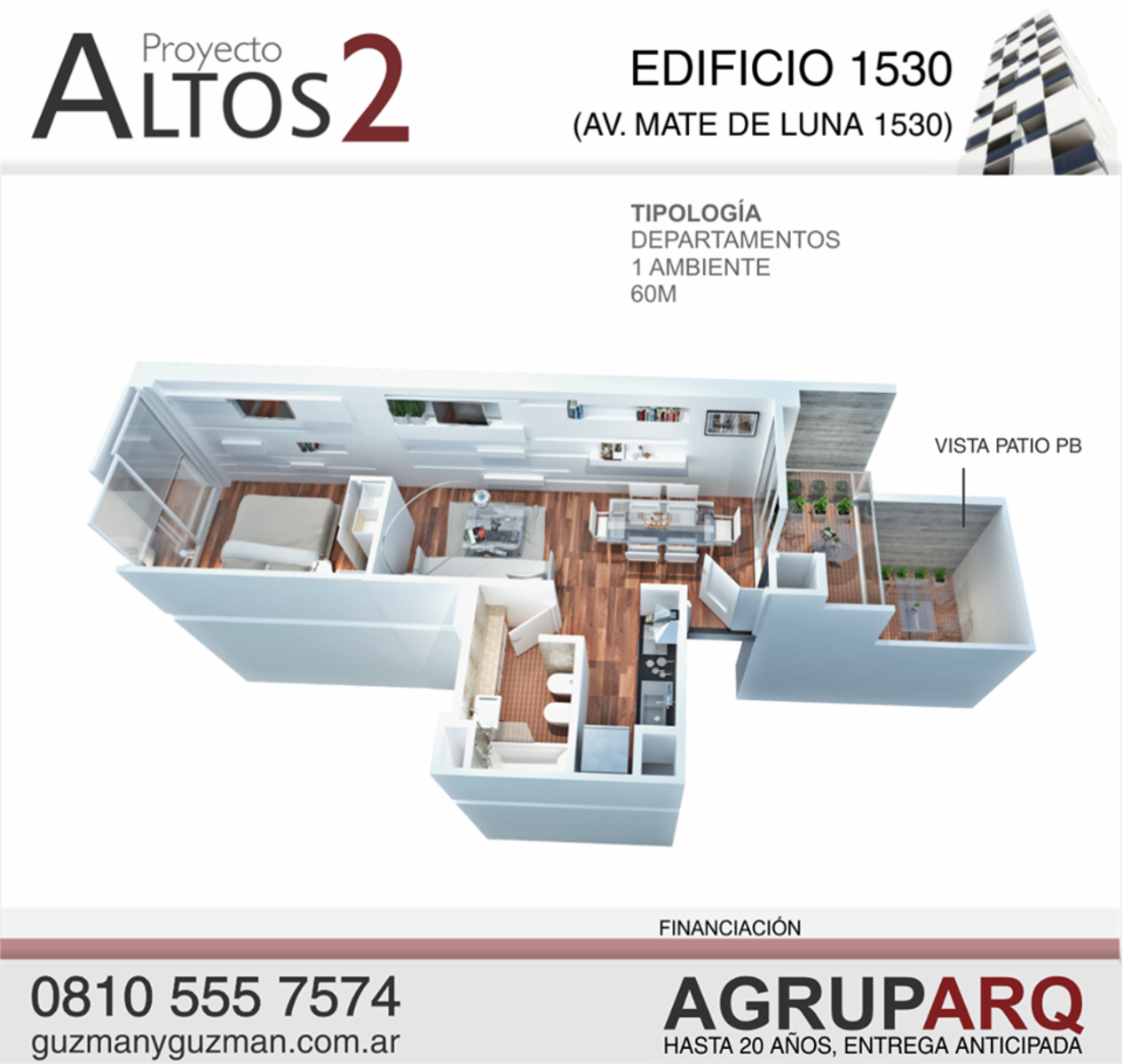 Departamentos 1 y 2 dormitorios 100% Financiados HASTA 20 AÑOS - 1