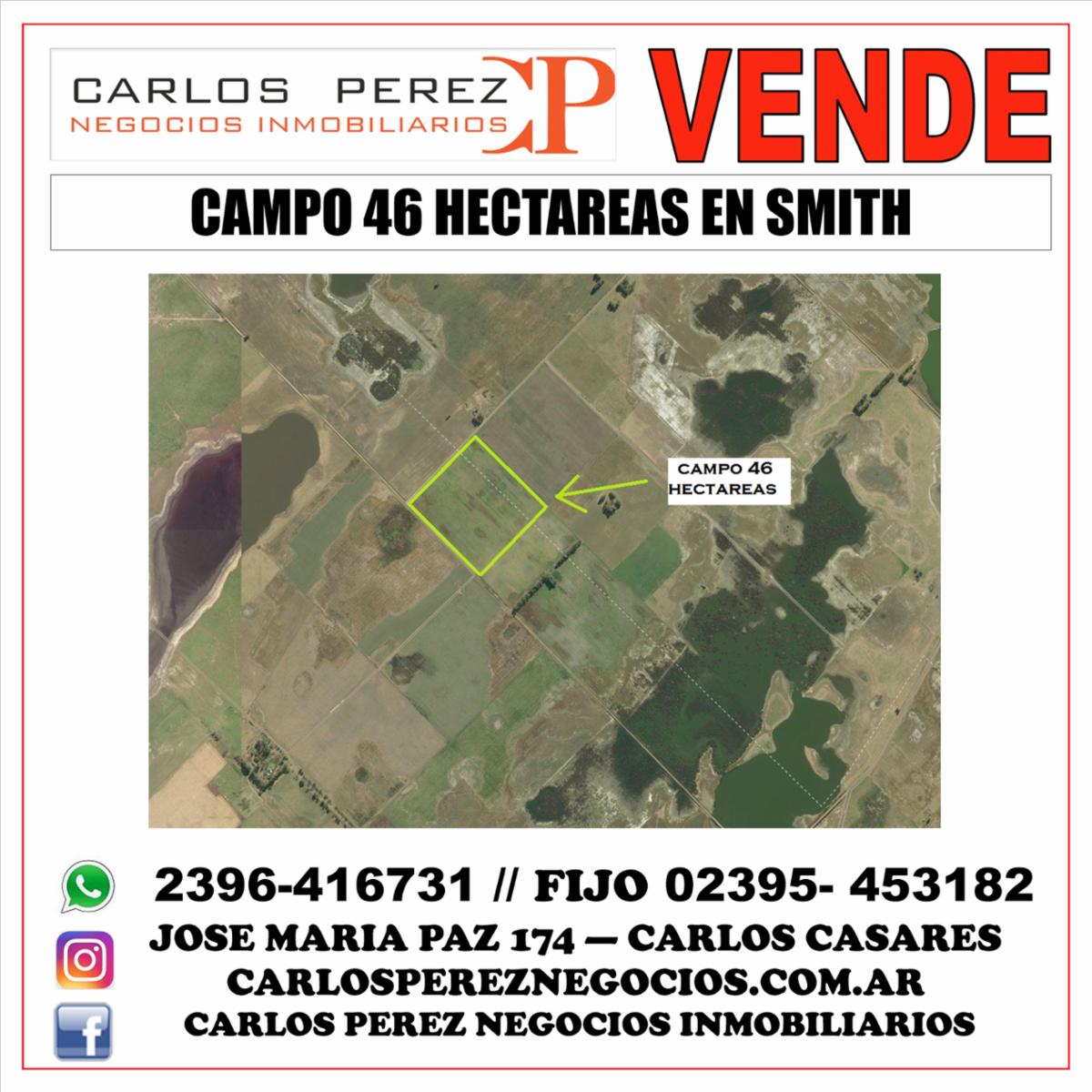CAMPO 46 HECT. 100 AGRÍCOLAS EN SMITH. - 1