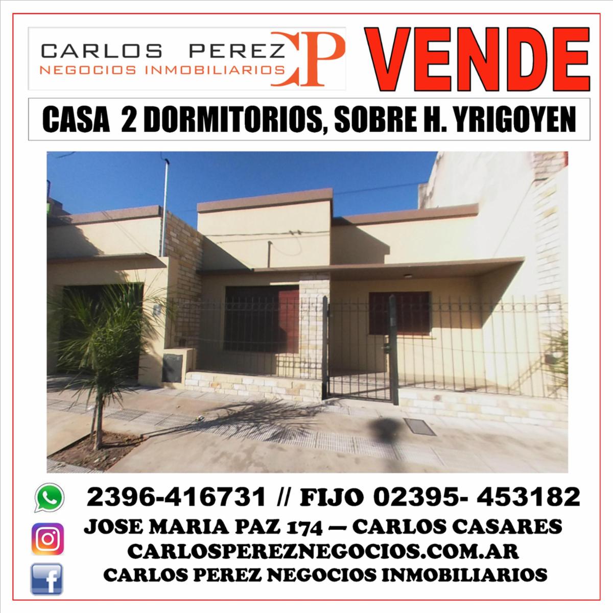 CASA EN VENTA EN CALLE HIPOLITO YRIGOYEN E/ R. PEÑA Y C. SUAREZ. - 1