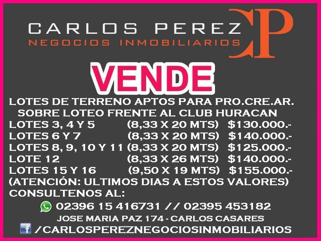 VENTA DE LOTES APTOS PARA CREDITO PROCREAR EN CARLOS CASARES - 2