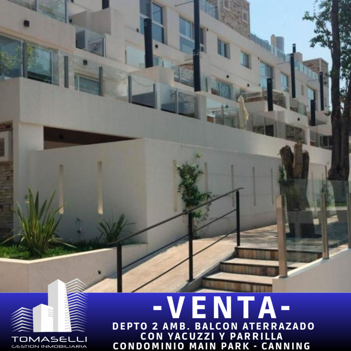 VENTA - CANNING - CONDOMINIO MAIN PARK - DEPARTAMENTO 2 AMBIENTES - BALCON ATERRAZADO CON YACUZZI y PARRILLA - ESTACIONAMIENTO CUBIERTO