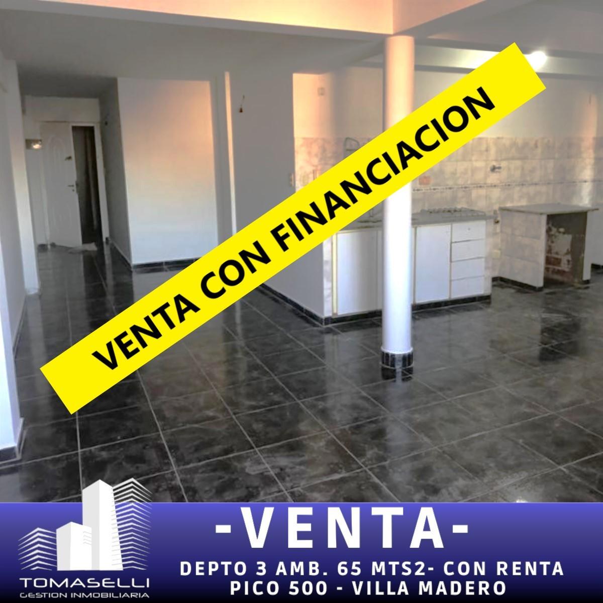 VENTA - DEPARTAMENTO 3 AMBIENTES - VILLA MADERO - APTOCREDITOBANCARIO -O FINANCIACION PROPIA