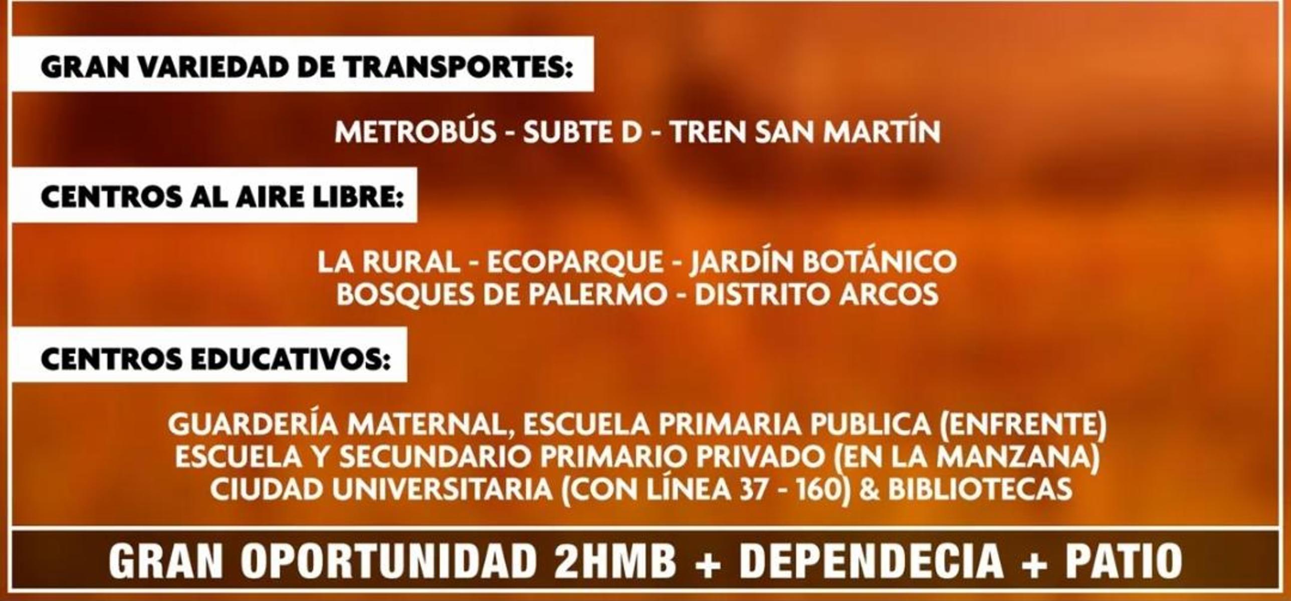 2 Amb + Dependencia y Patio cubierto- PALERMO