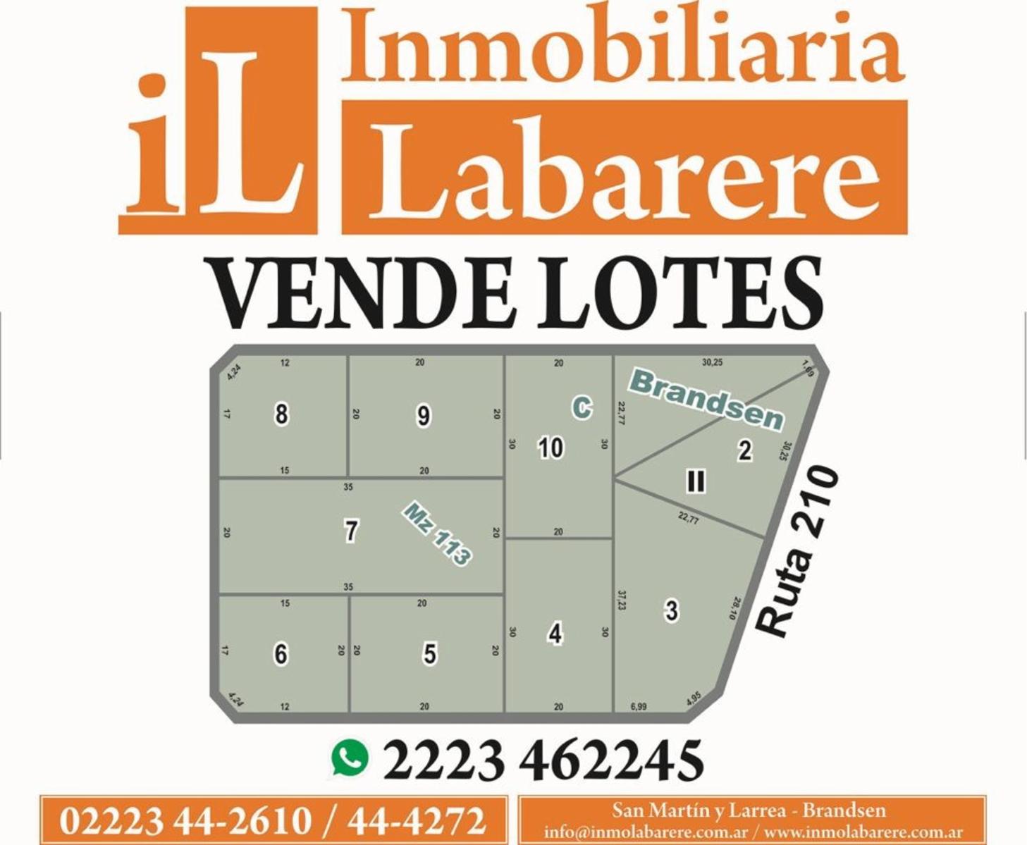 LOTES EN VENTA EN B° LAS ACACIAS SOBRE RUTA 210 - 10
