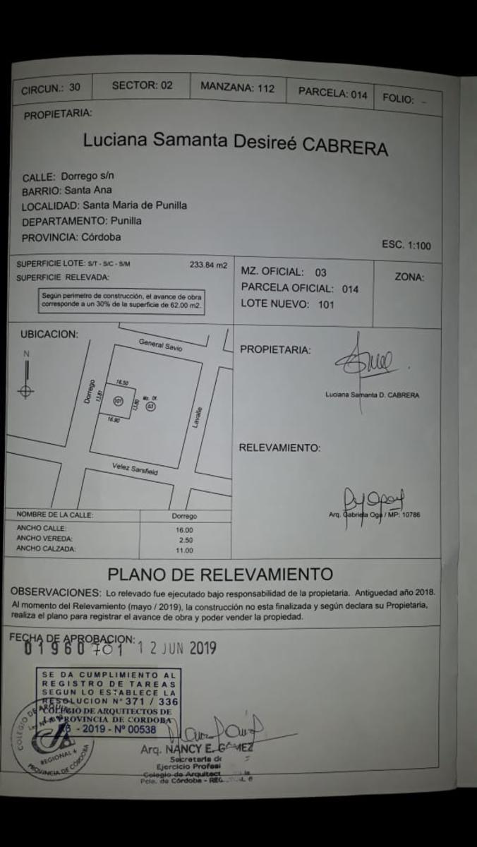 Nºref: 1164 - Oportunidad Construcción hasta altura del techo en Santa María de Punilla. — foto 2