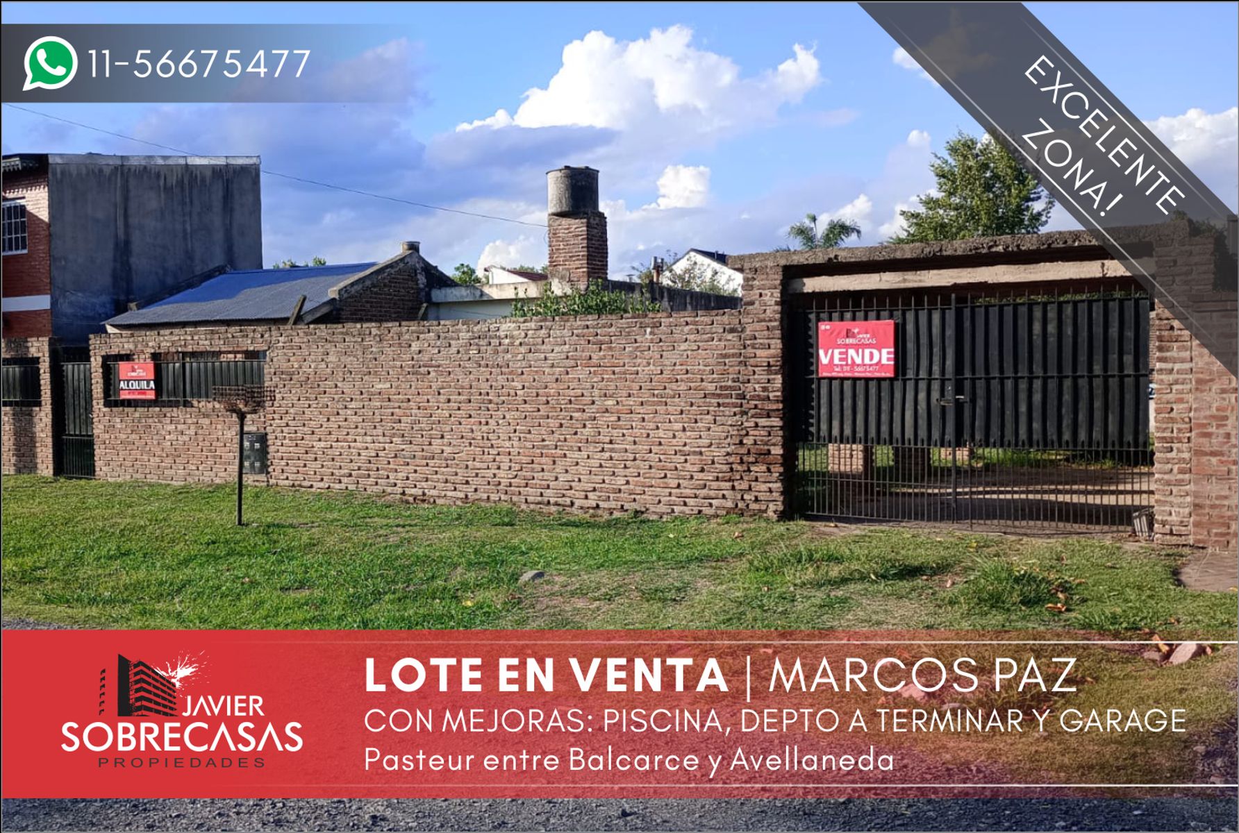 LOTE EN VENTA C/MEJORAS - Marcos Paz - Pcia. de Bs.As.
