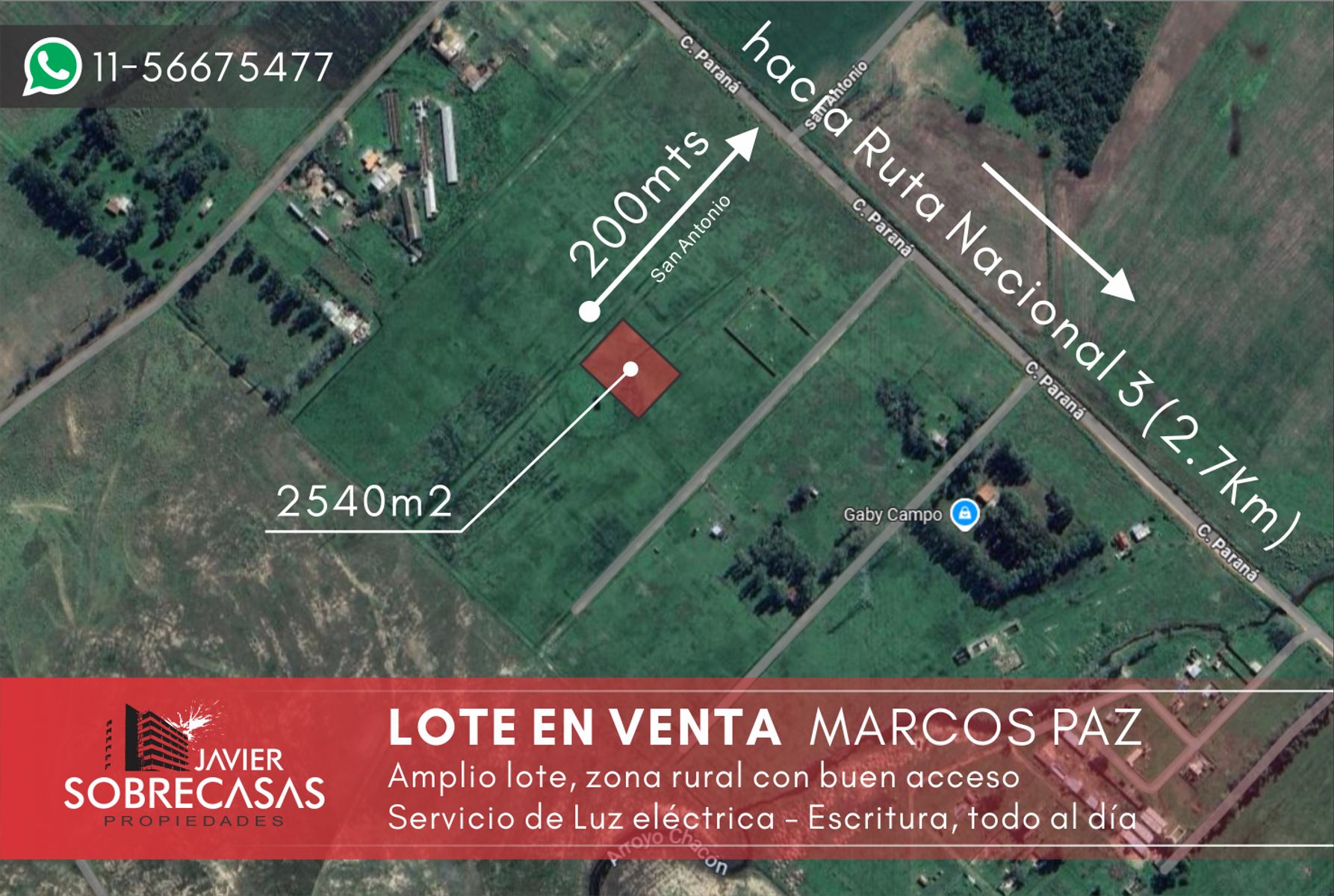 LOTE EN VENTA - Marcos Paz - Pcia. de Bs.As.
