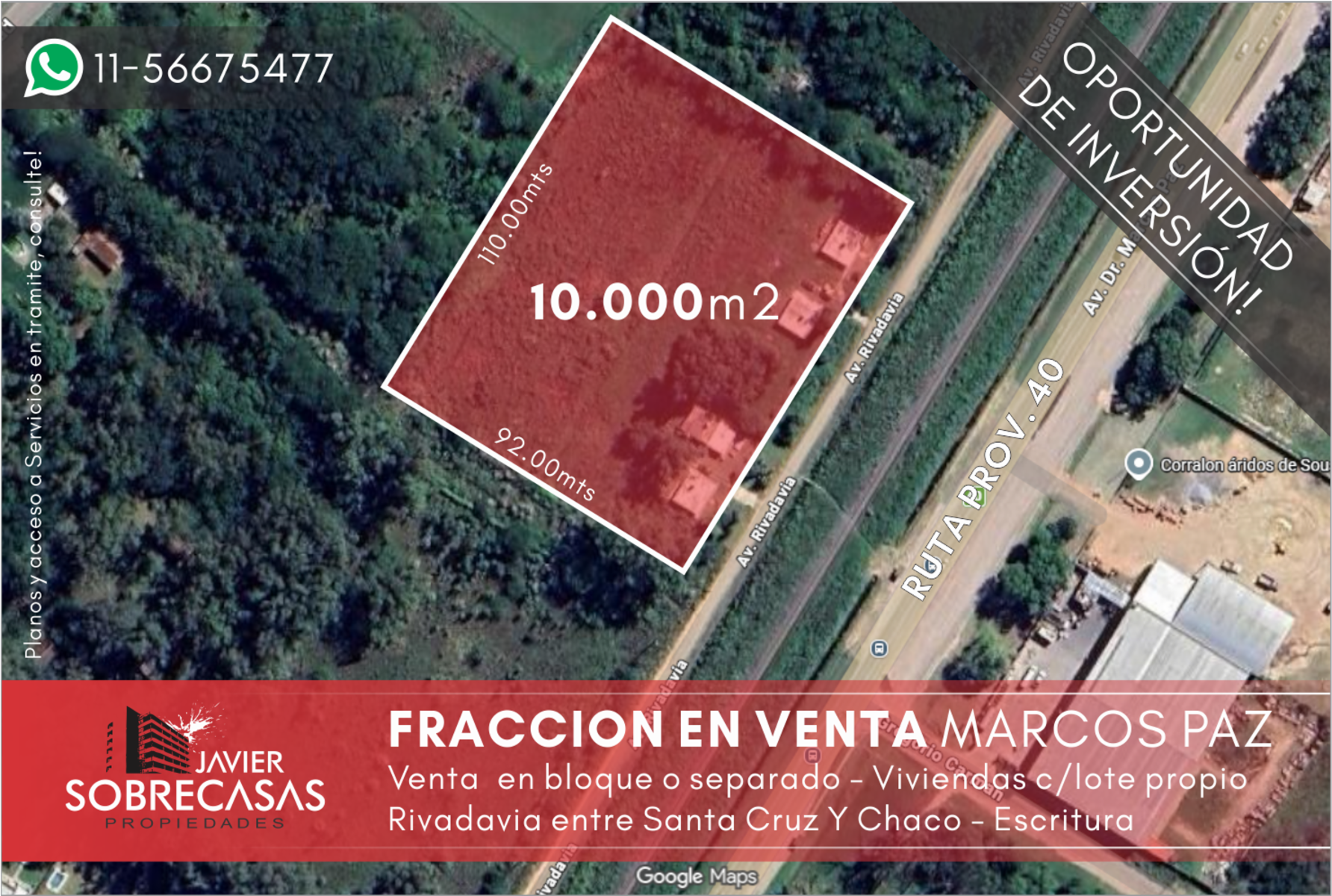 FRACCION EN VENTA - Marcos Paz - Pcia. de Bs. As. - 1