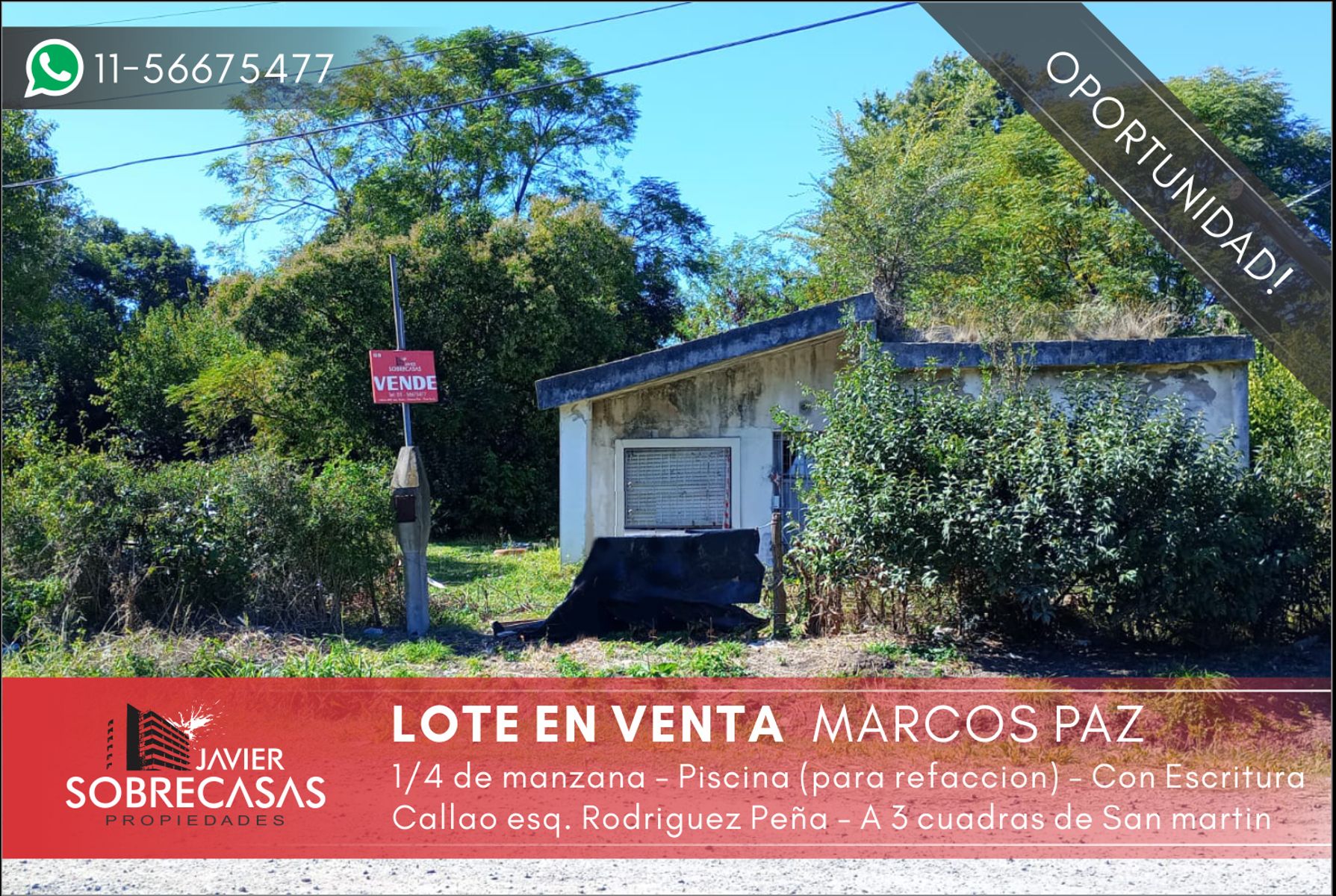 LOTE EN VENTA - Marcos paz - Pcia. de Buenos Aires