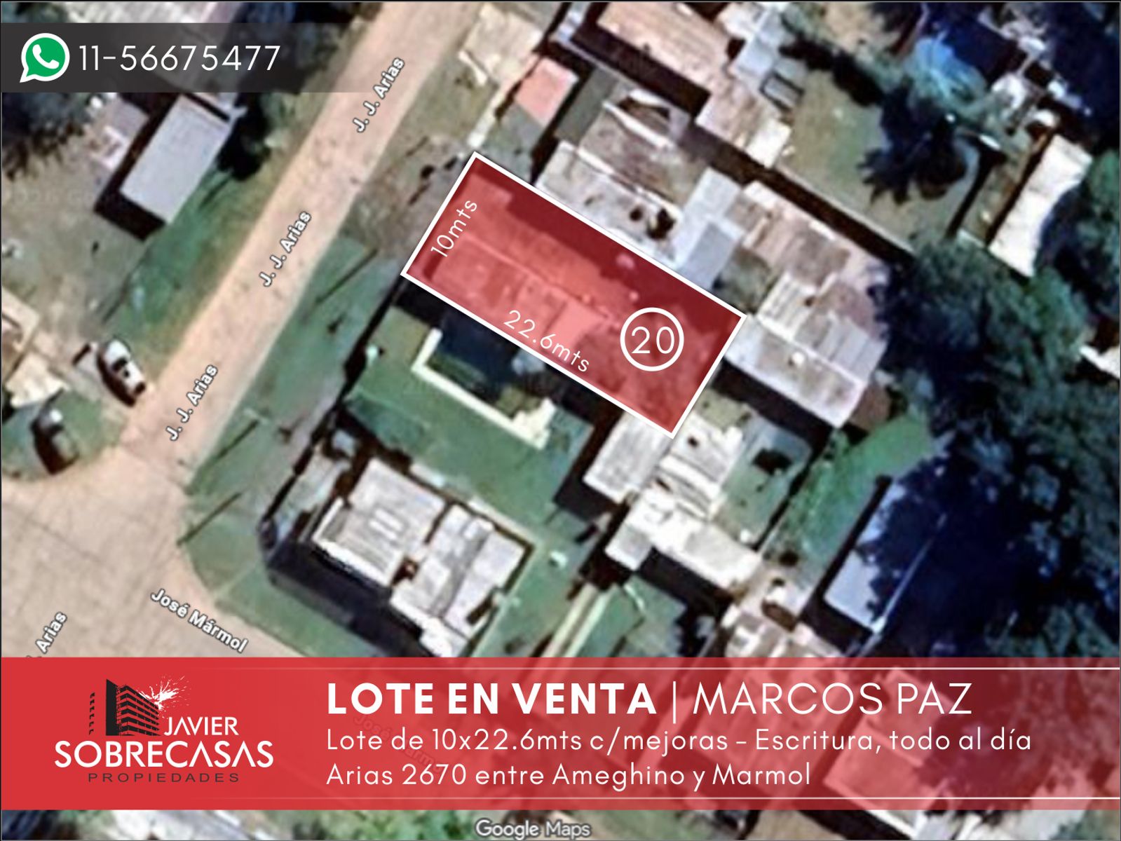 LOTE C/MEJORAS EN VENTA - Marcos Paz - Pcia. de Buenos Aires - 1