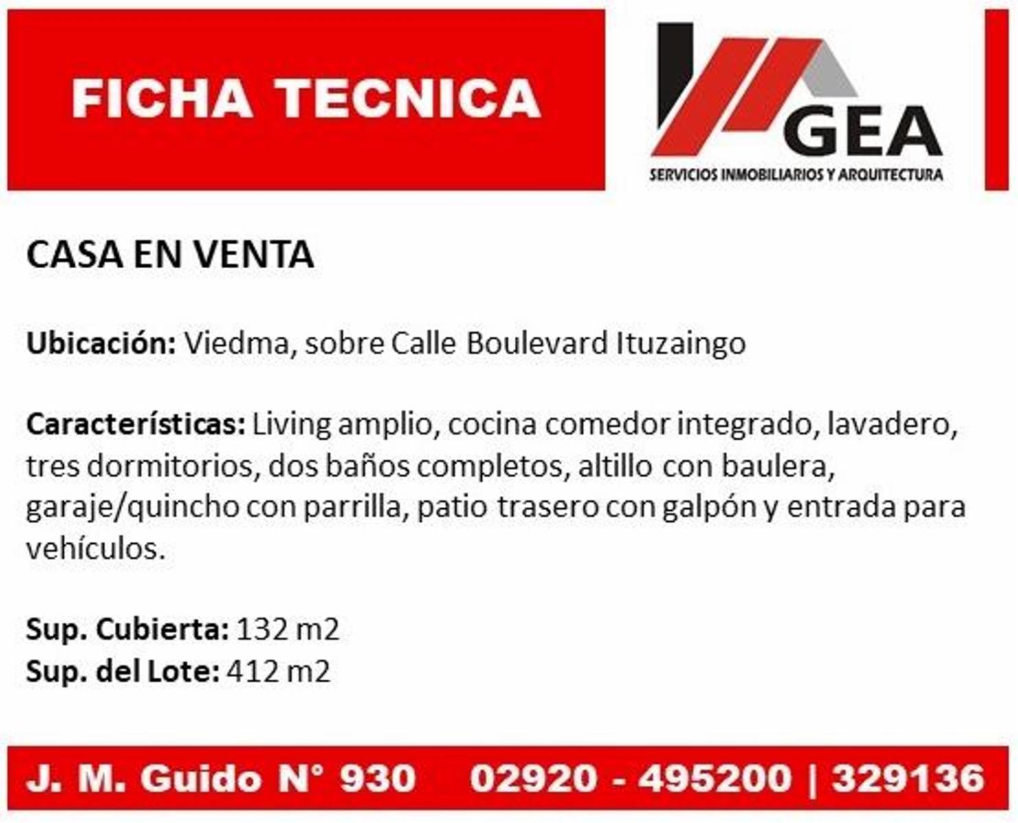 VENTA HERMOSA CASA BOULEVARD ITUZAINGO (VIEDMA) — foto 2