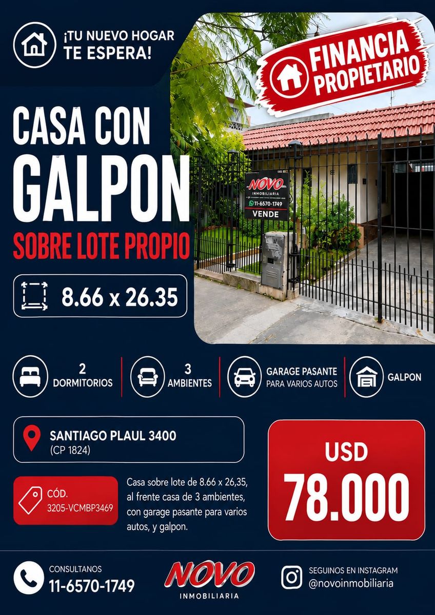 CASA CON GALPON SOBRE LOTE PROPIO 8.66 X 26.35 FINANCIA PROPIETARIO — foto 11