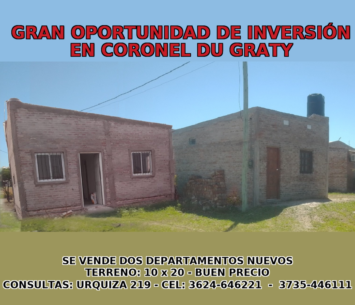 SE VENDE DOS DEPARTAMENTOS NUEVOS- CORONEL DU GRATY - 1