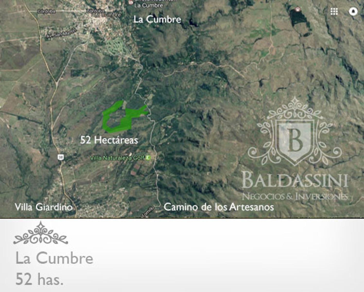 52 HAS EN LA CUMBRE - ACCESO SOBRE CAMINO DE LOS ARTESANOS. LUZ EN CAMPO - GRAN VISTA. IDEAL PROYECTO TURÍSTICO - UN ARROYO LO ATRAVIESA - CERCA DEL VILLA NATURALEZA GOLF - 9