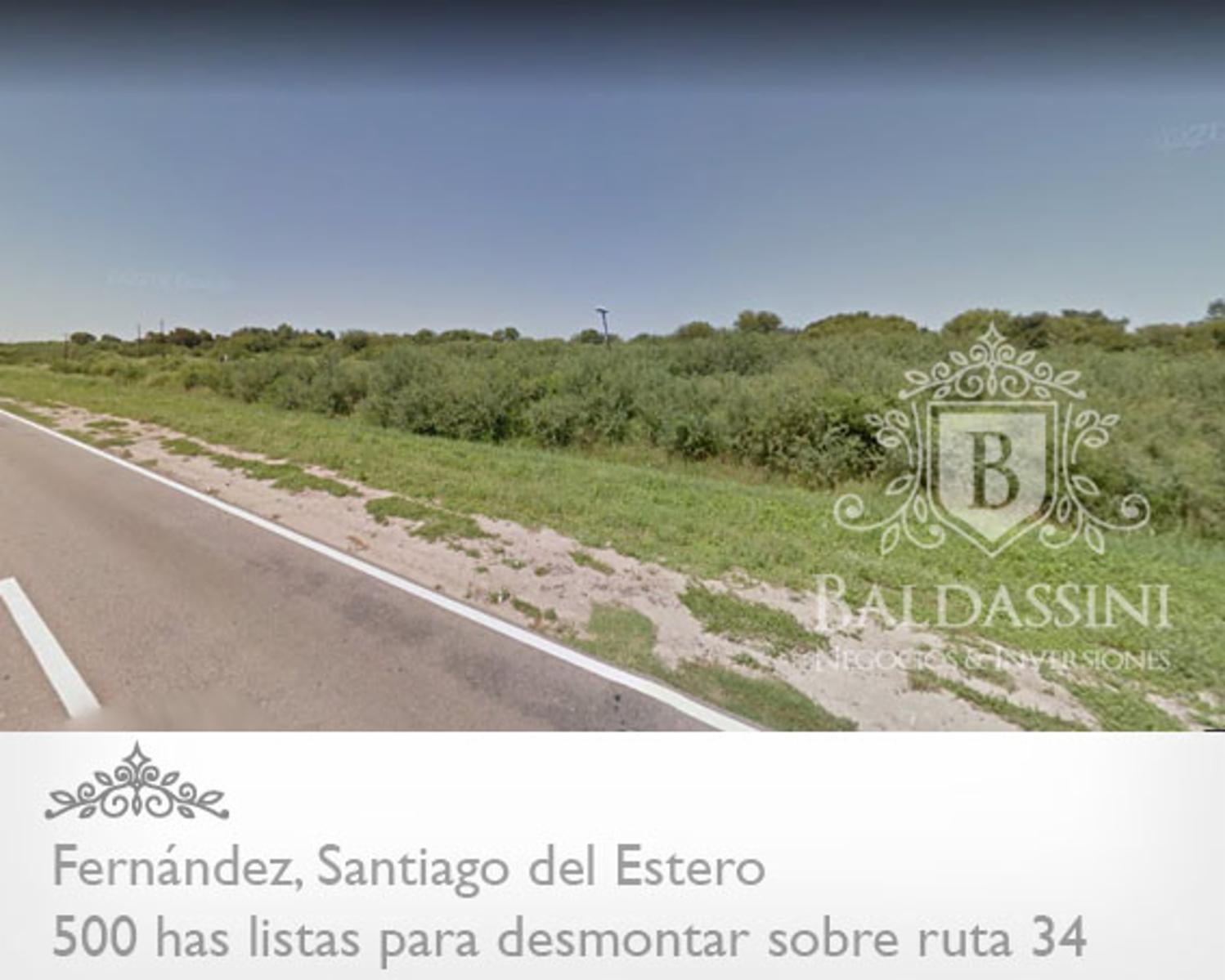 CAMPO DE 500 HAS ENTRE FERNÁNDEZ Y TABOADA SOBRE RUTA 34 - SANTIAGO DEL ESTERO. CON PERMISO DE DESMONTE DEL 90 % - 2