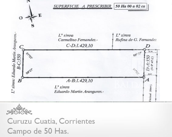 50 HECTÁREAS EN PARAJE AGUAY GRANDE - CURUZÚ CUATIA - CORRIENTES - ALAMBRADAS - 1