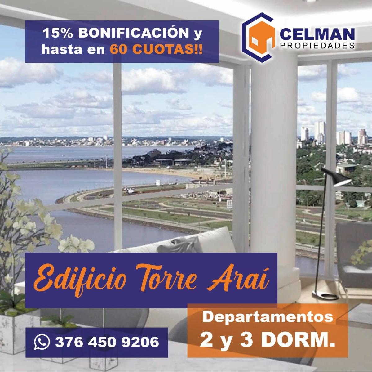 Torre ARAI-Deptos de 1, 2 y 3 dormitorios sobre el rio