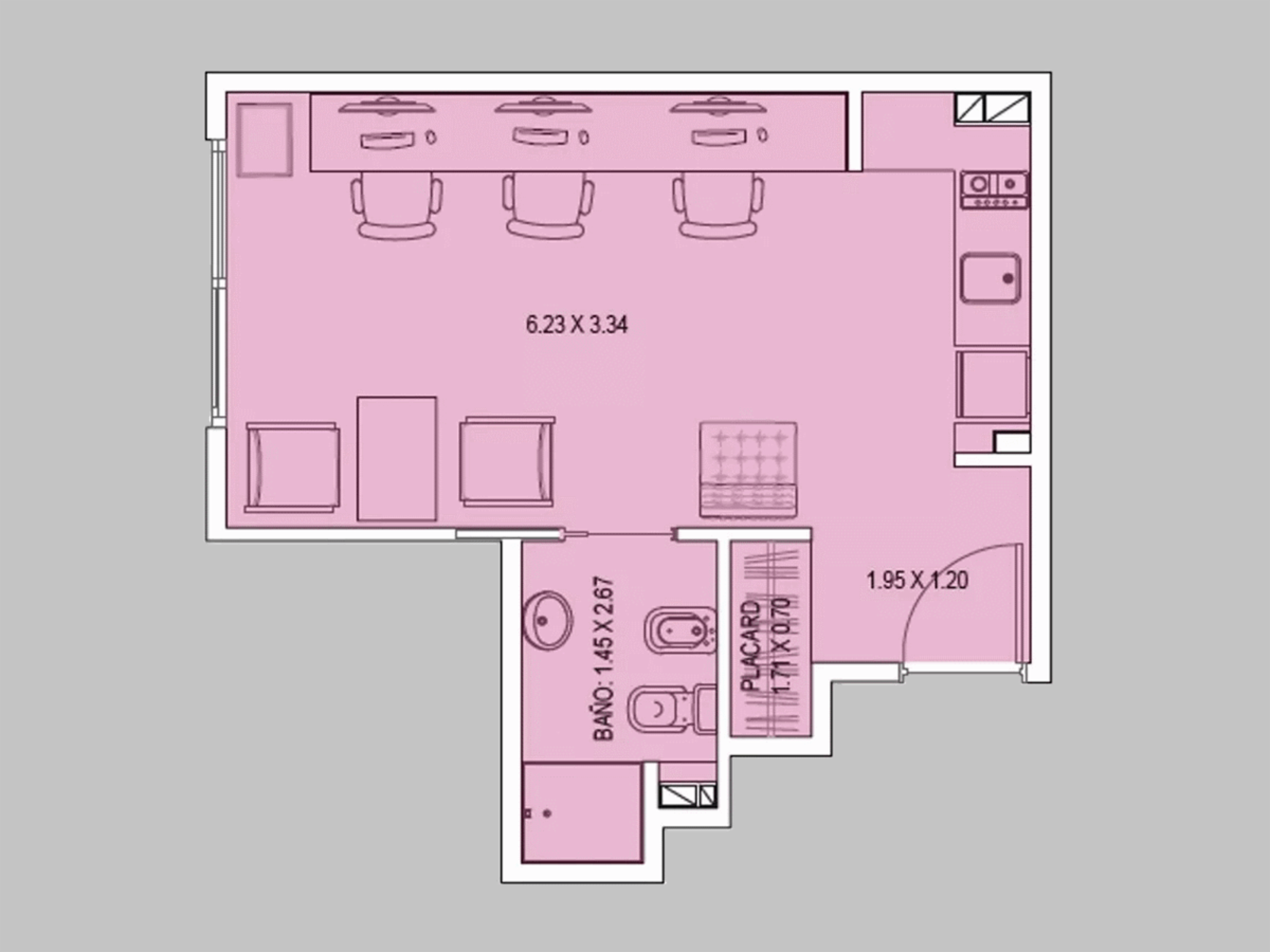 Departamento en Venta en Barrio Norte 1 ambiente 32 m2 - Viamonte 2000 — foto 8