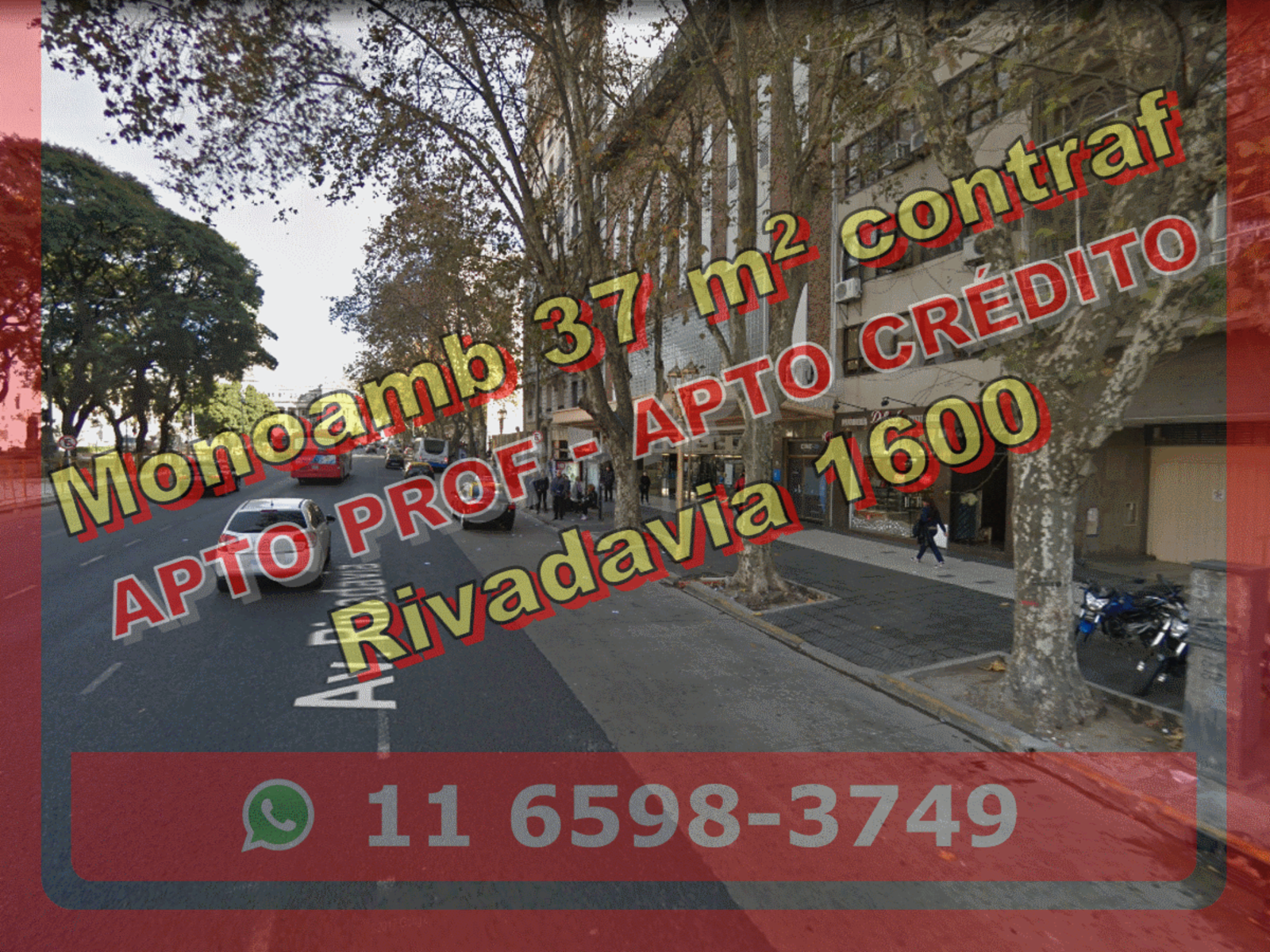 Monoambiente en Venta en Congreso 37 m2 contrafrente, apto profesional - Rivadavia 1600