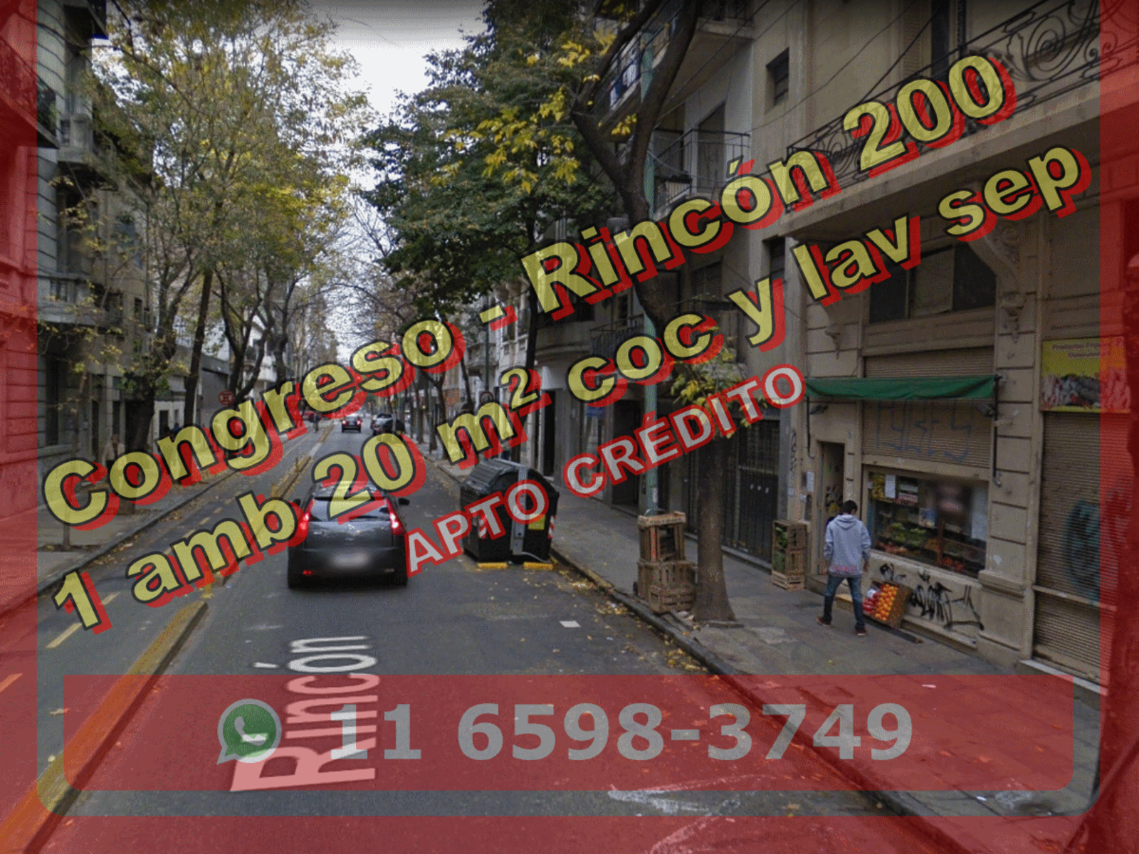 Monoambiente en Venta en Congreso 20 m2, cocina y lavadero separados - Rincon 200