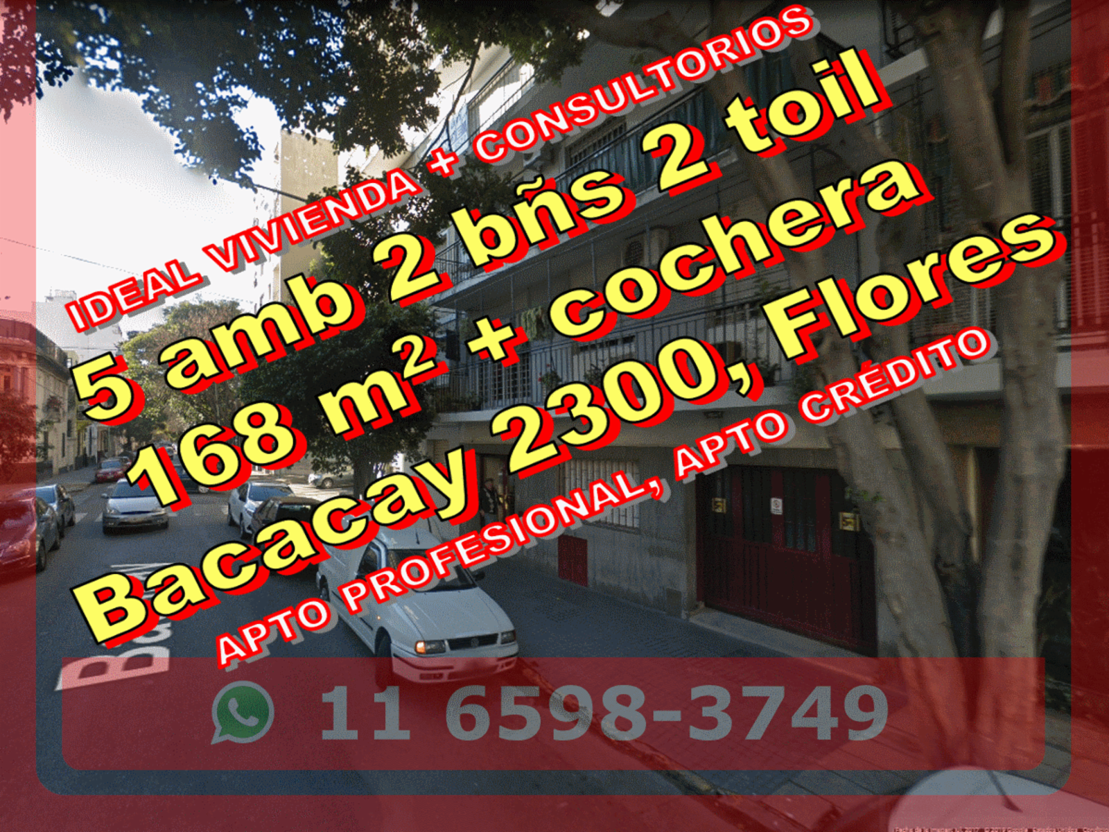 Departamento en Venta en Flores 5 ambientes 2 baños 2 toilettes 168 m2 + cochera – Bacacay 230