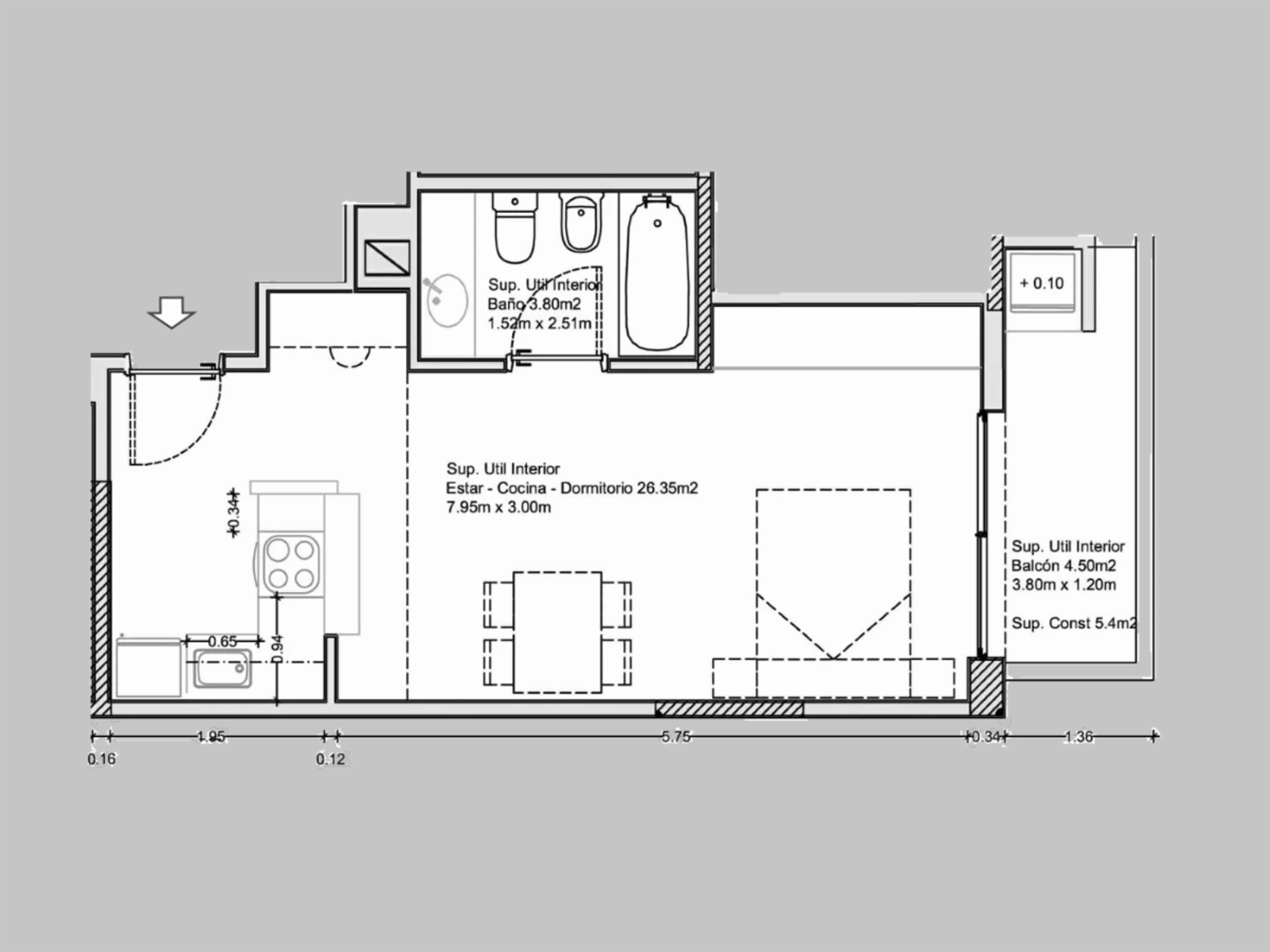 Departamento en Venta en Villa Crespo, 1 ambiente 27 m2 + balcón, contrafrente, a estrenar - Juan B Justo 2300 - 13