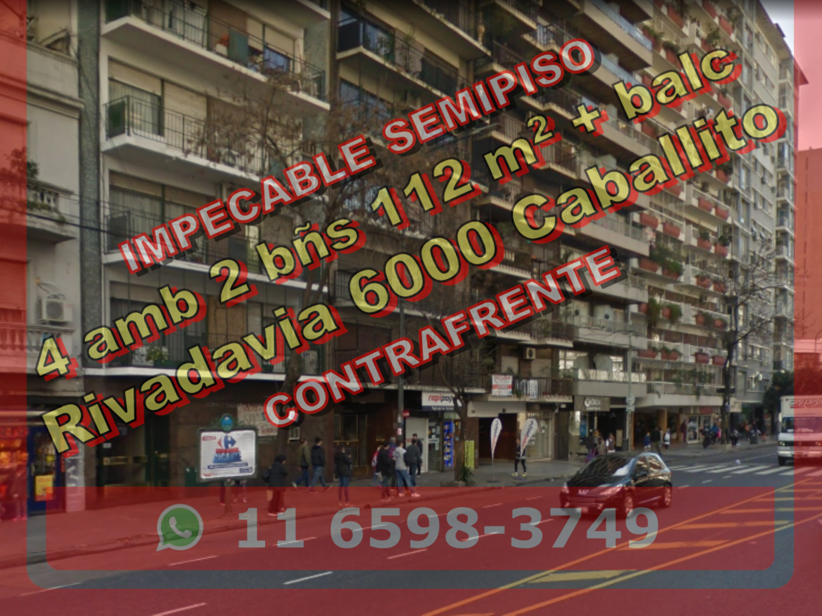 Departamento en Venta en Caballito 4 ambientes 2 baños 112 m2 + balcón, contrafrente – Rivadavia 6000